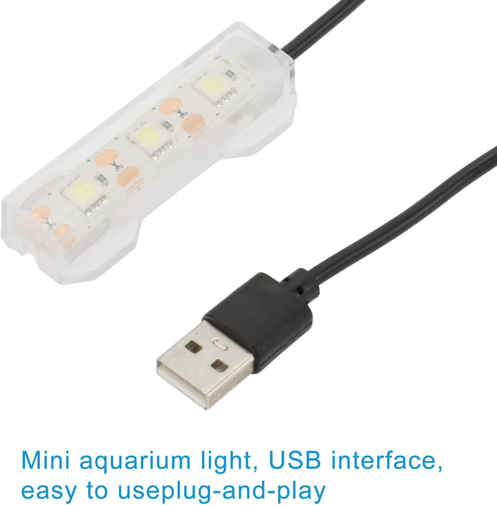Mini Aquarium Lamp, USB Aquarium Light, LED Desktop Fish Tank Light, Small Decoration Aquarium Light, Aquarium Accessories, White Light