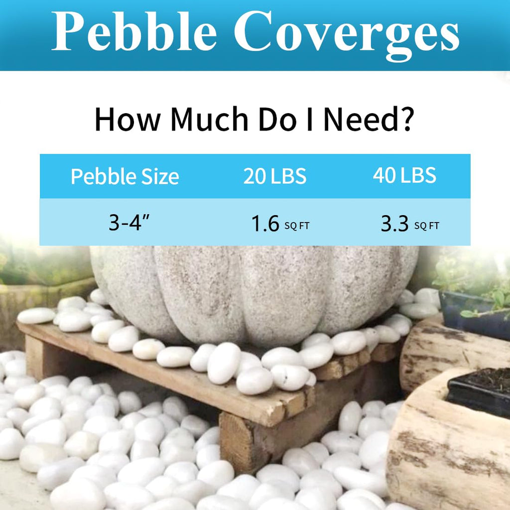 20lbs Large River Rocks for Landscaping, 3-4" White Pebbles for Garden Design, Hand-Picked Smooth Stones for Fish Tank, Flower Pots, Indoor Water Fountains, Pathways, Backyard