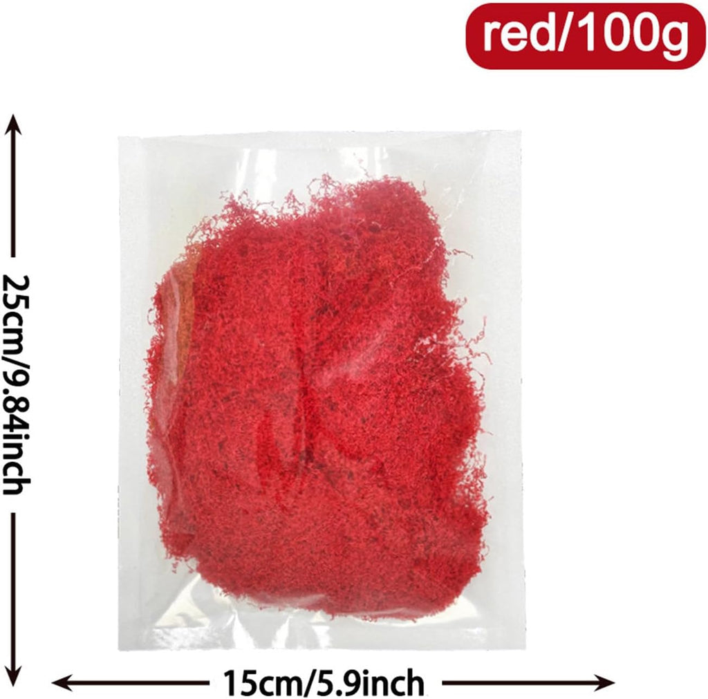 Artificial Faux Moss, Fake Moss for Crafts Preserved, Artificial Moss for Crafts, Artificial Moss for DIY Scenery, Fake Moss Decor Decorative Table, Fairy Garden, Floral Wedding (Red)