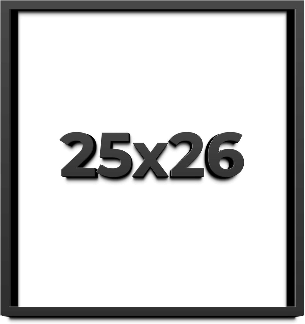 25x26 Shadow Box Frame Black | 1 Inch Deep Solid Wood Shadowbox Display Frame | UV Resistant Acrylic Plexiglass, Acid Free Backing, and Hanging Hardware | Dugan Picture Frame Style