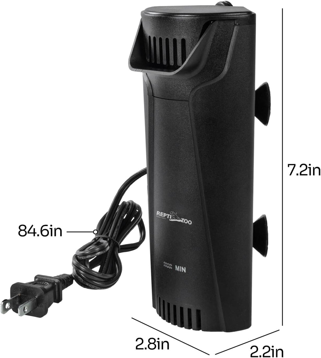 REPTIZOO Turtle Tank Filter Aquarium Corner Internal Filter, Low Level Waterfall Turtle Filter with 3-Stage Bio-Filtration, 45GPH Quiet Aquatic Reptile Internal Filter, Up to 10 Gallon