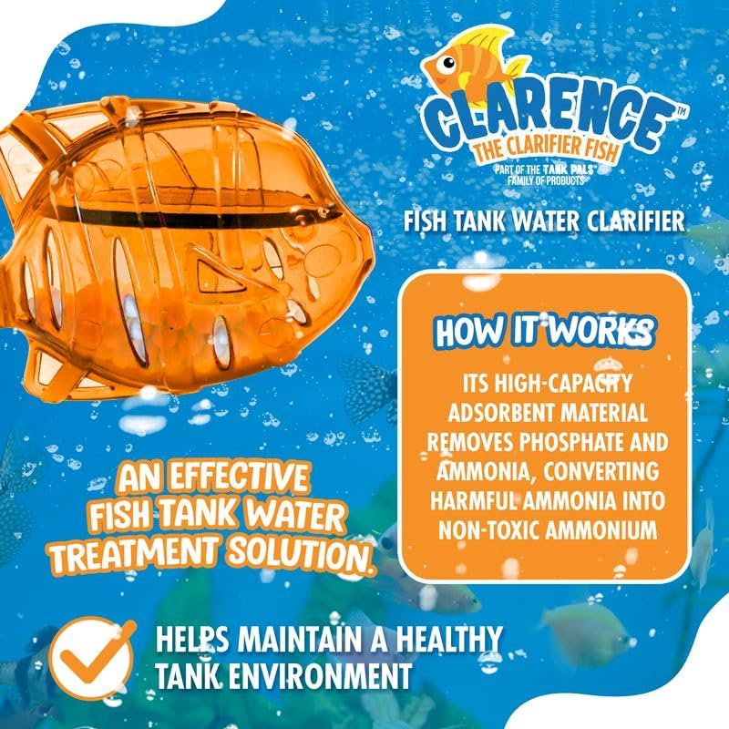 Aquarium Water Clarifier | Clear Cloudy Fish Tank Water Treatment, Safe for Freshwater & Saltwater Fish and Plants - Orange, 3 Pack