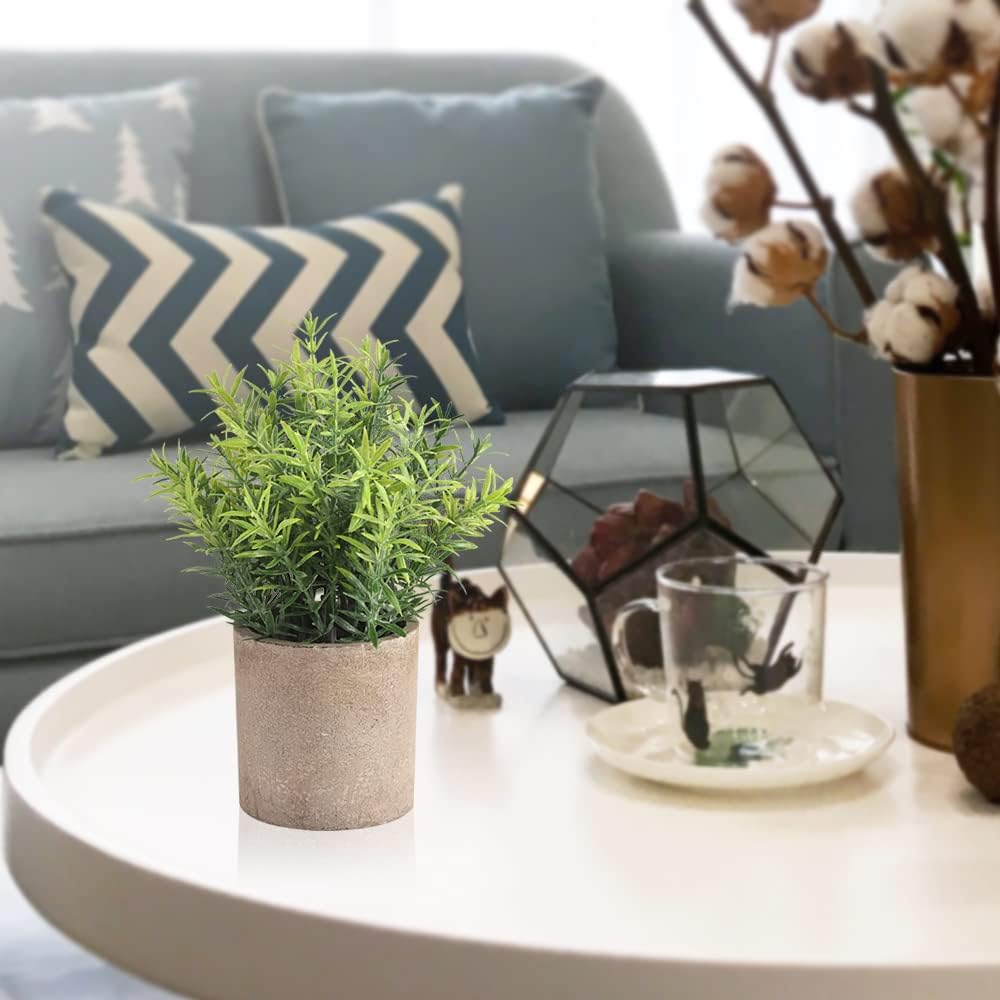 homEdge Artificial Mini Potted Eucalyptus, 3 Packs Artificial Plastic Plant Greenery with Pot for Home, Office Desk Decoration