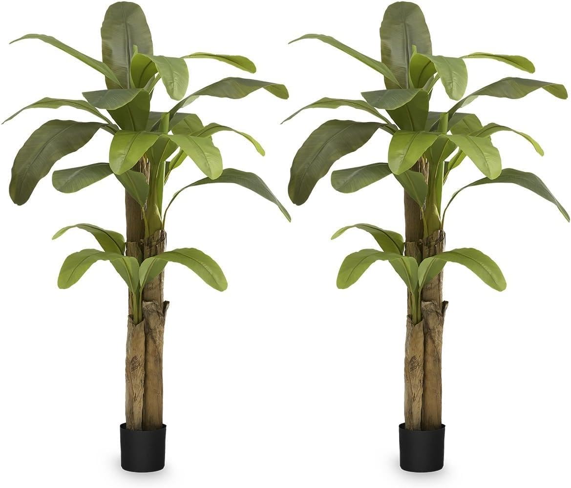 Maia Shop 2 Pack, 6ft Artificial Banana Tree Plant for House, Apartment or Office – Realistic Fake Indoor Plants for Living Room, Kitchen, Bedroom, Entryway or Bathroom – Faux Greenery for Home Décor