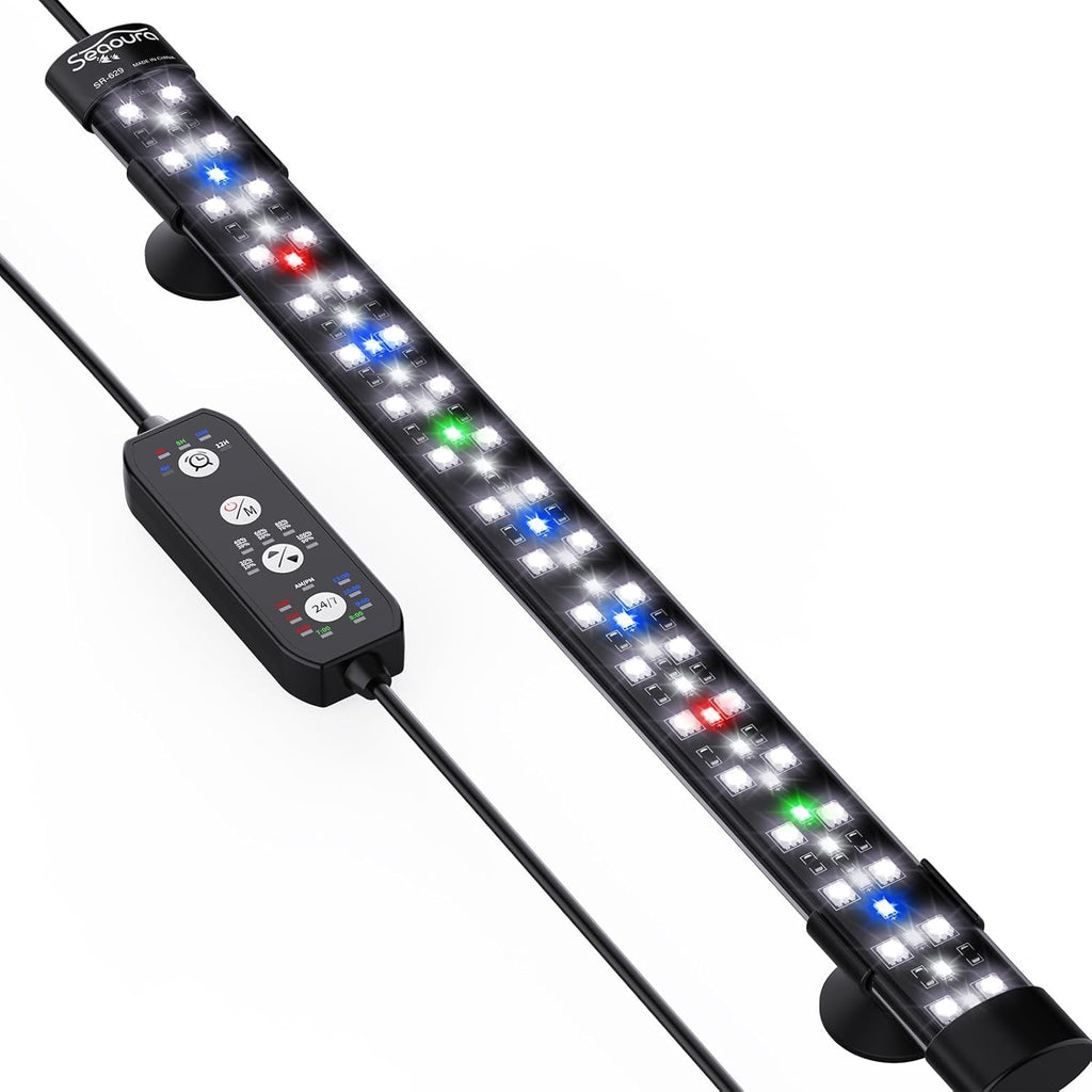 SEAOURA Submersible Aquarium Light for 16 to 27 Inch Fish Tank, 24/7 Cycle Fish Tank Light with Timer, Aquarium Plant Light with Full Spectrum+7 Single Colors, Auto On/Off, Adjustable Brightness