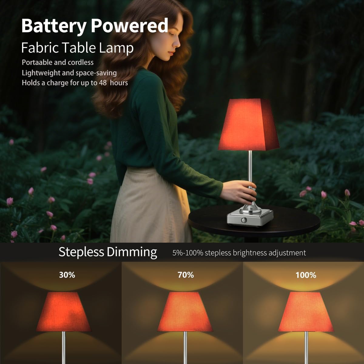 Rechargeable LED Table Lamps with Stepless Touch Control,Light Sliver Cordless Lamp for Living Room&Bedside&Patio&Shower,Small Desk Lamp(6000mAH Battery),2 Pack for Home Decor,Best Gifts for Family