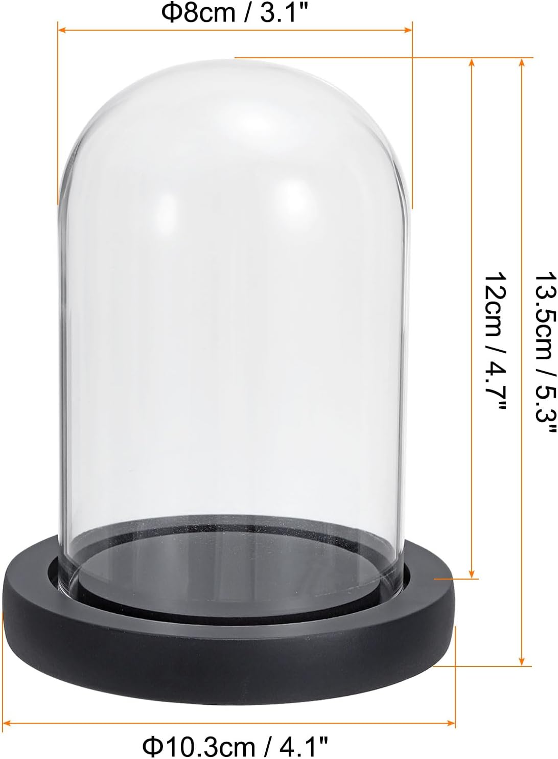 PATIKIL 4.7"x3.1" Clear Cloche Glass Dome, Glass Bell Jar Display Case Tabletop Centerpiece with Black Wooden Base for Christmas Home Decor