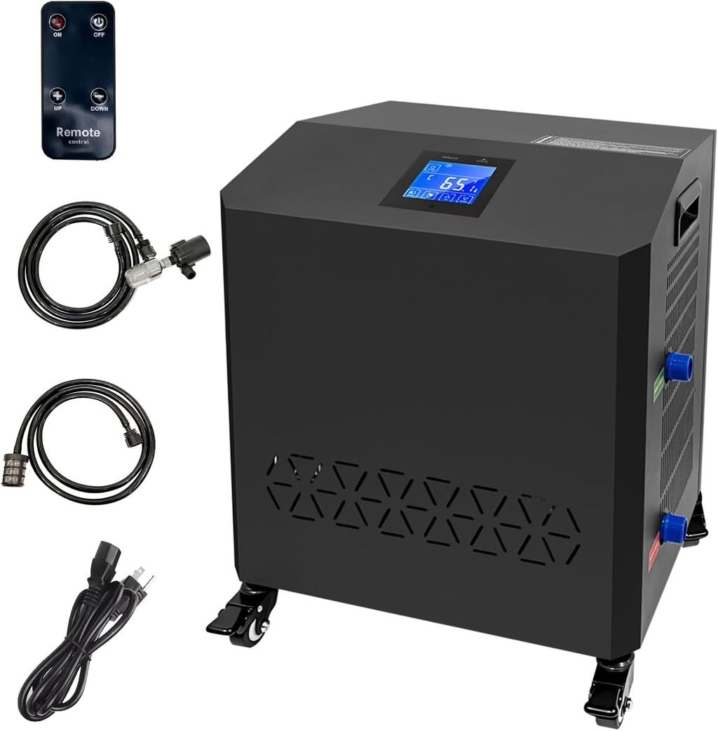 Aquarium Chiller,LED Display Fish Tank Chiller, 1 HP Active Aqua Chiller for Axolotl, Water Chiller with Pump, Nozzles and Hoops Ideal for Coral Reef Shrimp (264 Gallon)