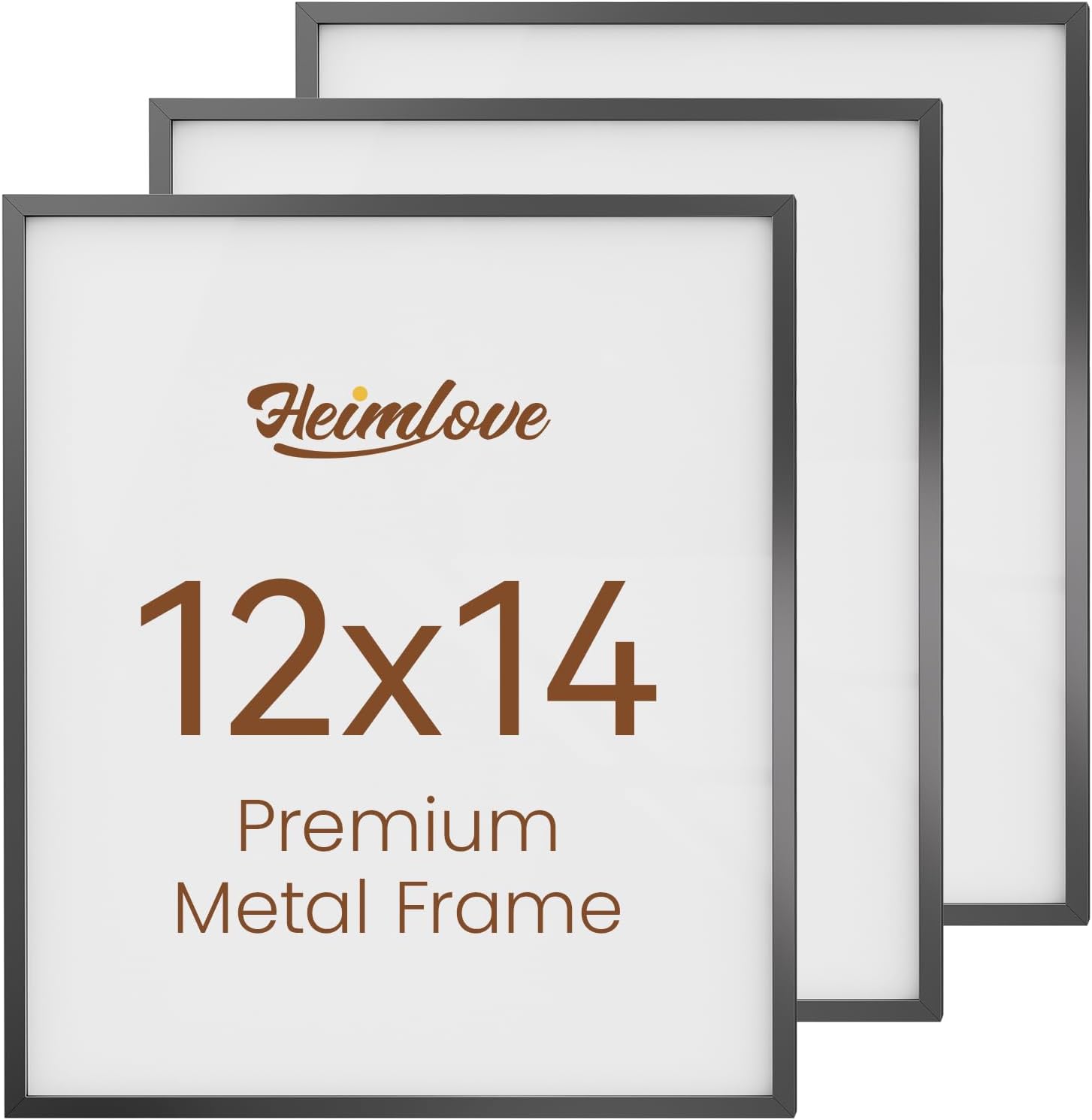 Heimlove 12x14 Metal Picture Frame,Black Aluminum Photo Frames-Real Tempered Glass,Wall Gallery Poster Puzzles Artwork frame Mounting Horizontally or Vertically Decor for Wall-3 Pack