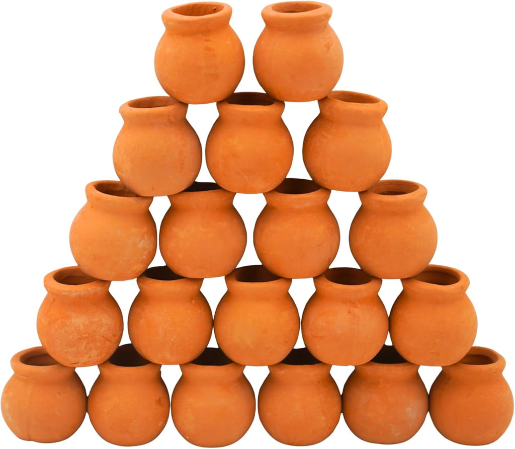 Mini Terracotta Pots – Small Clay Flower Pots for Succulents, Cactus, DIY Crafts, Fairy Garden, School Projects, Mini Planters – Set of 20 (Belly (No Drain Hole), 0.7 Inch)