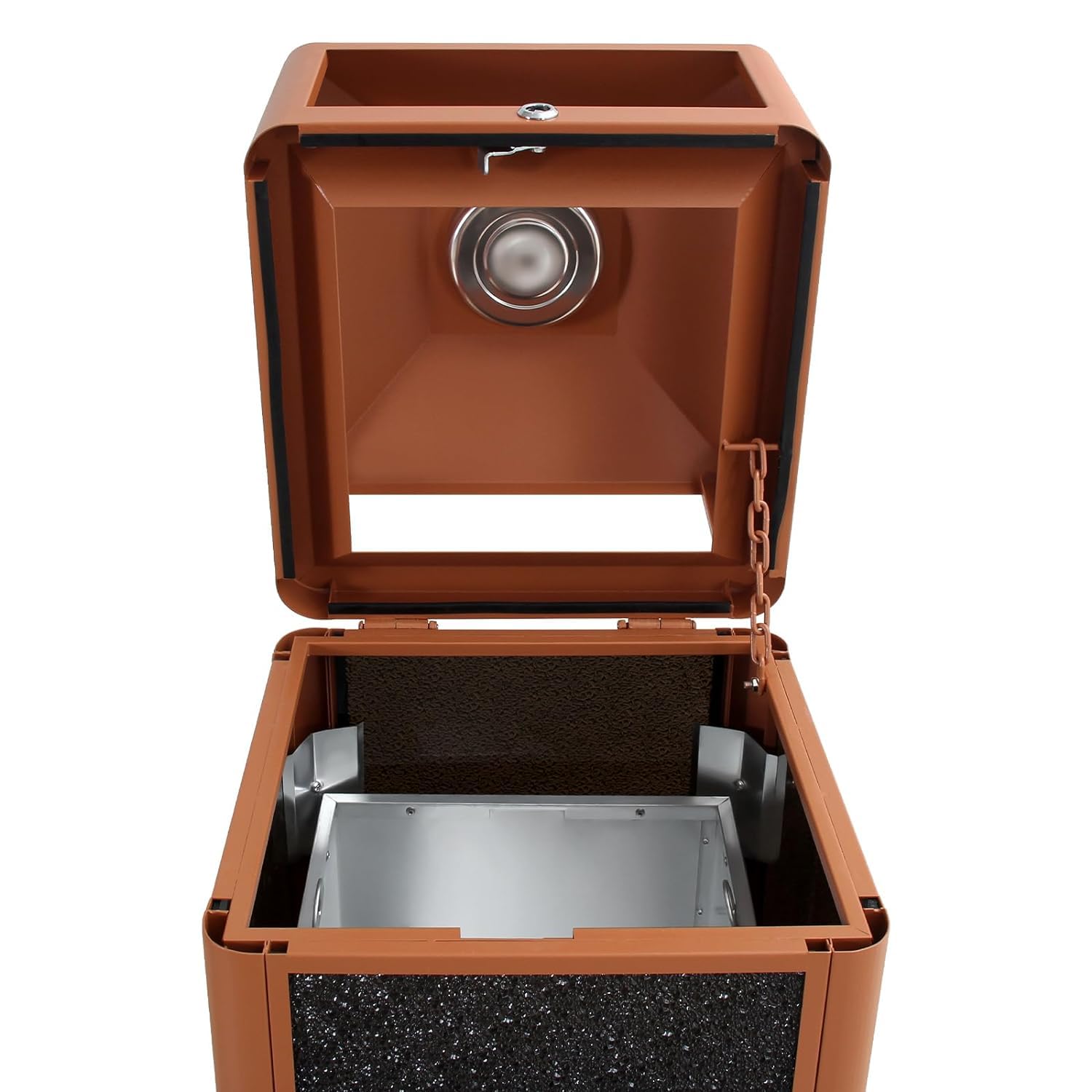 Commercial Square Receptacle Garbage Can with Dome Lid, W/Stylish Panels,Brown, 15 Gallon