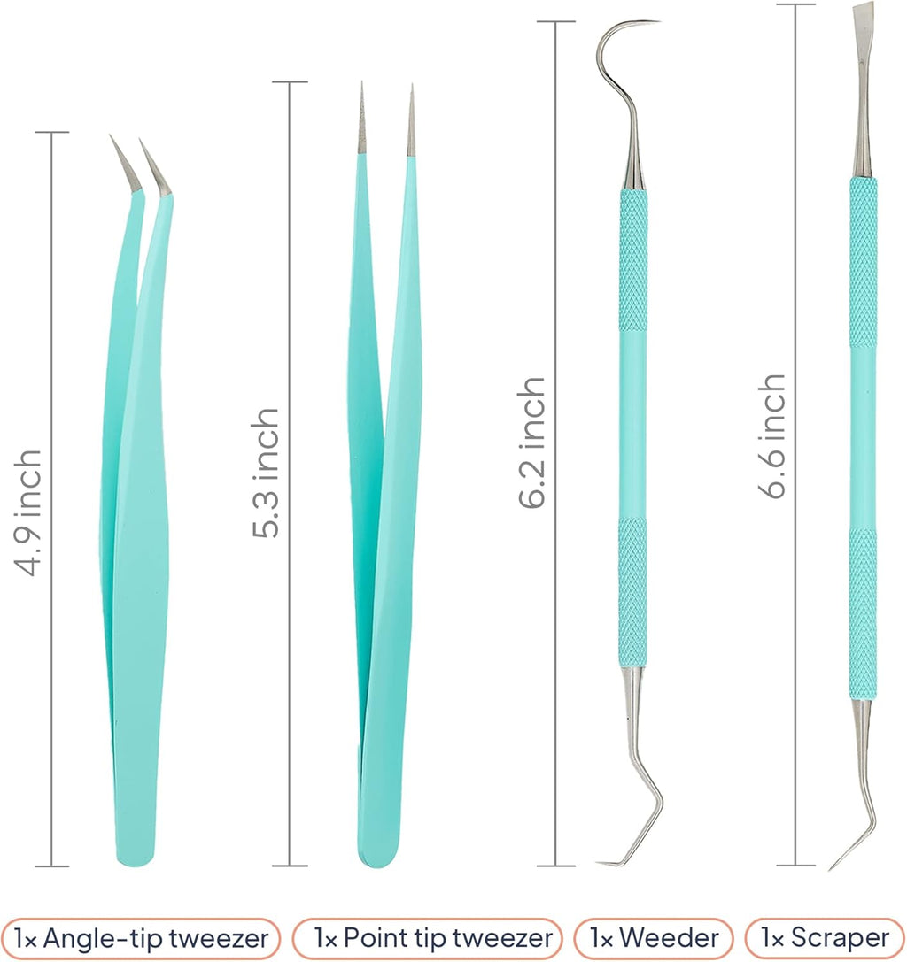 Premium Vinyl Weeding Tool Kit - Precision Stainless Steel Weeder - Hook and Pick with Fine Tweezers Crafting Set - by iVyne