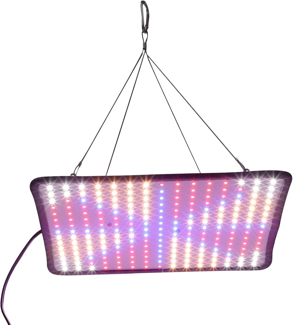 Full Spectrum Hanging Plant Grow Light with Adjustable Red, Indigo, Amber, and White LEDs for Indoor Greenhouse Plants Ultra-Thin Panel with US Plug Promotes Photosynthesis and