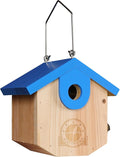 Wren Bird Houses for Outside Cedar Hanging Birdhouses for Outdoors 1-1/8" Entrance Hole Bird Houses for Outside Clearance Wooden Nesting Box Chickadee Predator Guard, Blue