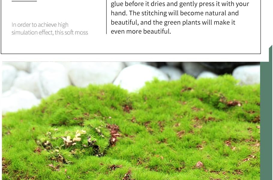 Artificial Moss Blocks for Garden Decoration, 6-Piece Set, Green Decorative Moss Stones Suitable for Ecological Tanks, elf Gardens(Realistic Green Faux) Fake Moss (3 Pack Small)