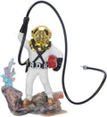 TEHAUX Diver Fish Tank Decoration with Bubble Effect for Fresh and Saltwater Aquariums Resin Scuba Diver Ornament Floating Aquarium D Cor with Suction Cup 7.5X9X3 Inches