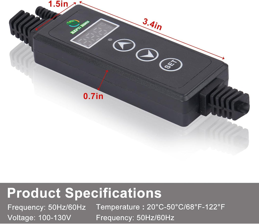Reptile Dimming Thermostat, PID Thermostats for Reptile Tanks, Digital Thermostats for Reptile Heating Mat & Heaters, Breeding Incubation, Seed Germination (68-122°F/20-50℃)
