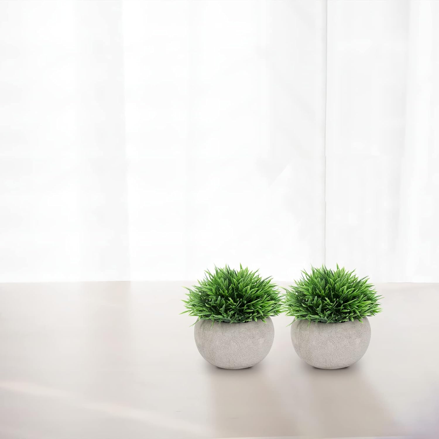 THE BLOOM TIMES 2 Pcs Small Fake Plants for Home Decor Indoor, Artificial Faux Potted Greenery for House Office Decorations
