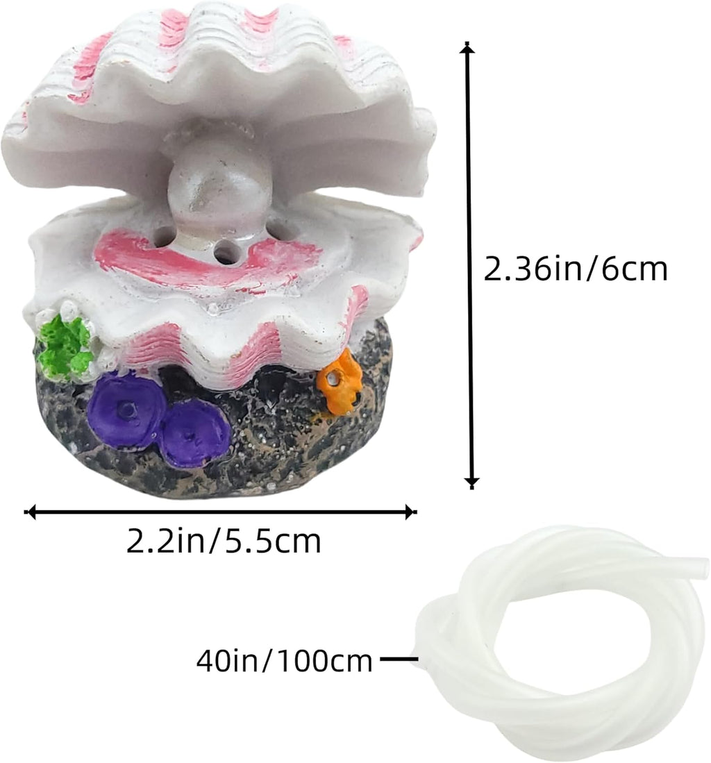 Aquarium Shell Decor Air Bubble Stone with Air Stone Bubbler Volcano Ornament Mini Cute Undersea Clam Pearl Ornaments for Fish Shrimp Crab Betta Tank