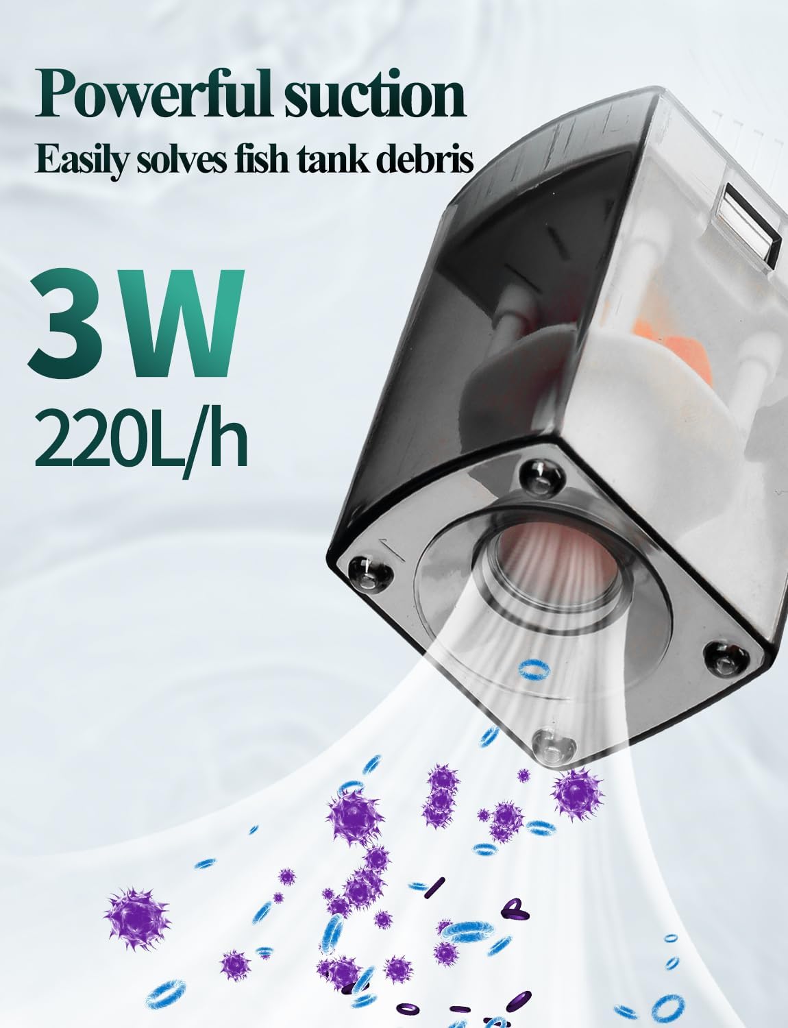 UPETTOOLS Aquarium Internal Filter, 4 in 1 Small Fish Tank Filters Pump Sponge Filter Ultra Silent Adjustable Submersible Power Filter with Multiple Function for Fish Tanks 5-10 Gallon
