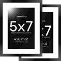 Homeforia 5x7 Picture Frame Black, High End Metal 5 x 7 Black Frames with Mat 4 x 6 for Art, 5x7 Desk Frame Matted to 4x6 inch Photo, 5 by 7 Wall or Tabletop Frames, Tempered Glass, Wall Kit, Set of 2