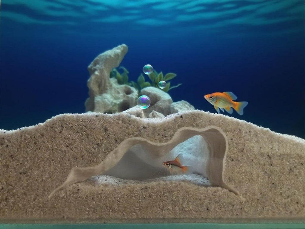 Pleco Cave, Two Hole Aquarium Cave & Shrimp Hideout, 3D Printed Fish Tank Tunnel Decor for Betta, Guppy, Shrimp, Cory, Small Cichlid (Yellow)