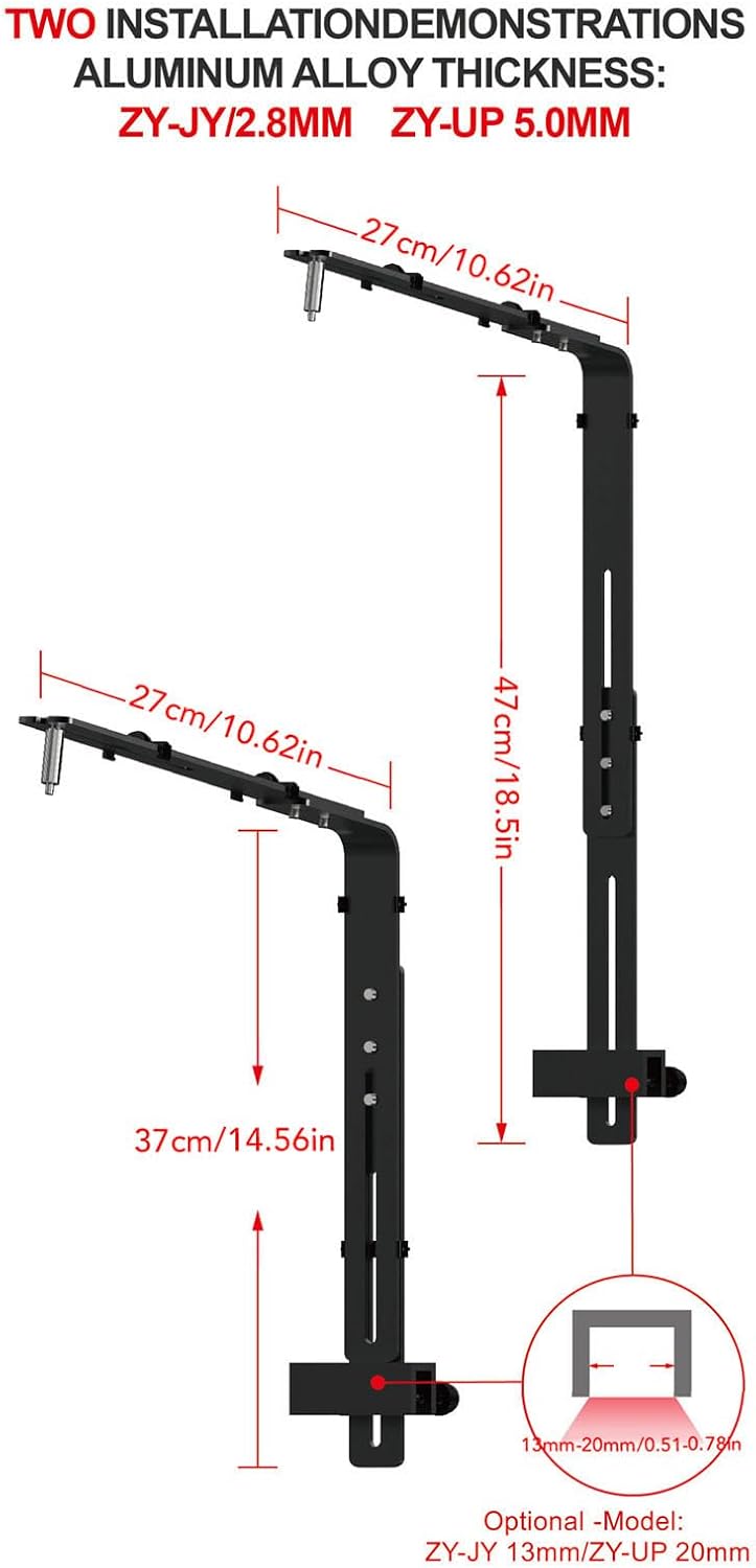 Aquarium Light Riser, Universal Fish Light Holder, Aluminum Alloy Adjustable LED Aquarium Light Mounting Bracket for Hanging Lamp (Black)