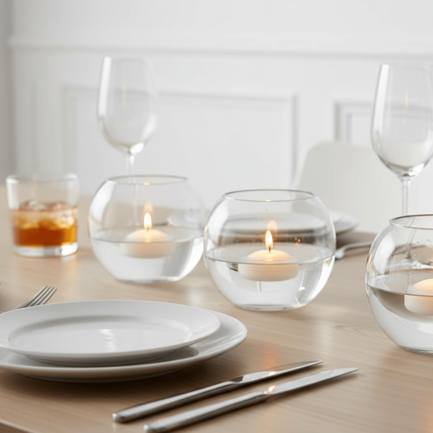 YOUEON 4 Pcs Small Glass Bubble Bowl Vases 6" W x 4.5" H, Round Floating Candle Holders, Glass Terrarium Bowls, Globe Flower Vase Centerpiece for Wedding Event Home Decor