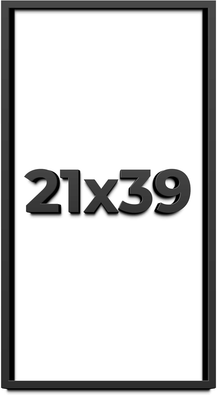 21x39 Shadow Box Frame Black | 1 Inch Deep Solid Wood Shadowbox Display | UV Resistant Acrylic Plexiglass, Acid Free Backing, and Hanging Hardware | Dugan Picture Frame Style