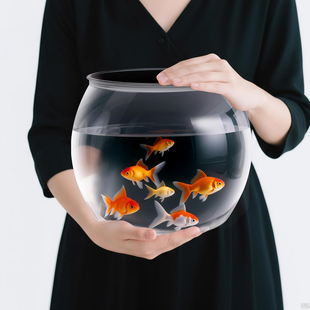 Geelin 1.5 Gallon Plastic Fish Tank Large Bowl Shatterproof with Crystal Clear Clarity for Terrarium, Flower Vase Centerpiece Gift for Fish Lovers(Round)
