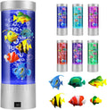 Bubble Fish Lamp with 6 Floating Fake Fish – LED Aquarium Night Light with Bubbles – Cylindrical Transparent Tank, Perfect for Kids’ Rooms, Offices, and Living Spaces
