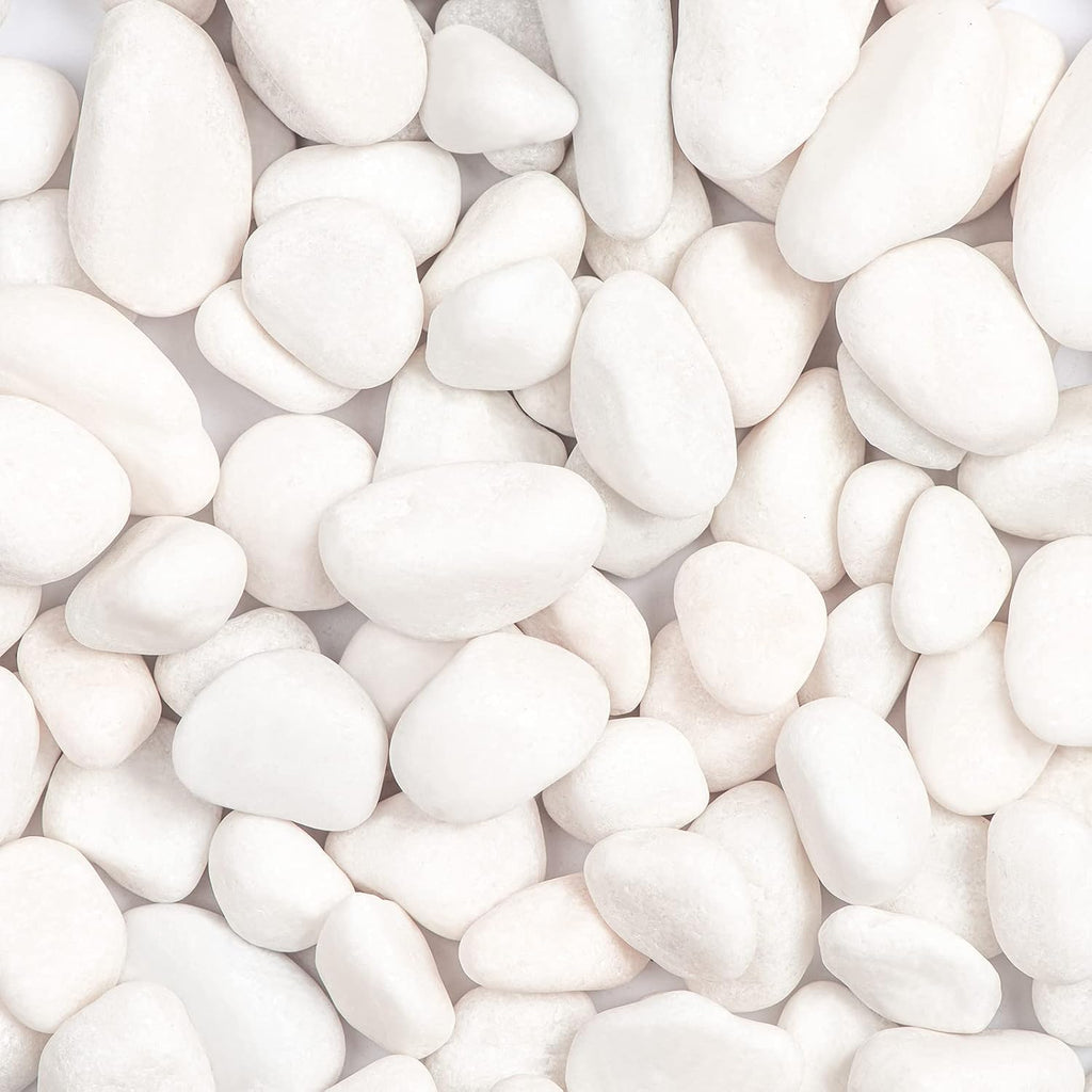 5lbs White Natural River Rocks, Polished Pebbles for Plants Garden, 1-2 inch Decorative White Stones, Ideal for Fish Tank, Vases, Crafting, Home Decor and Garden Landscaping Rocks,White