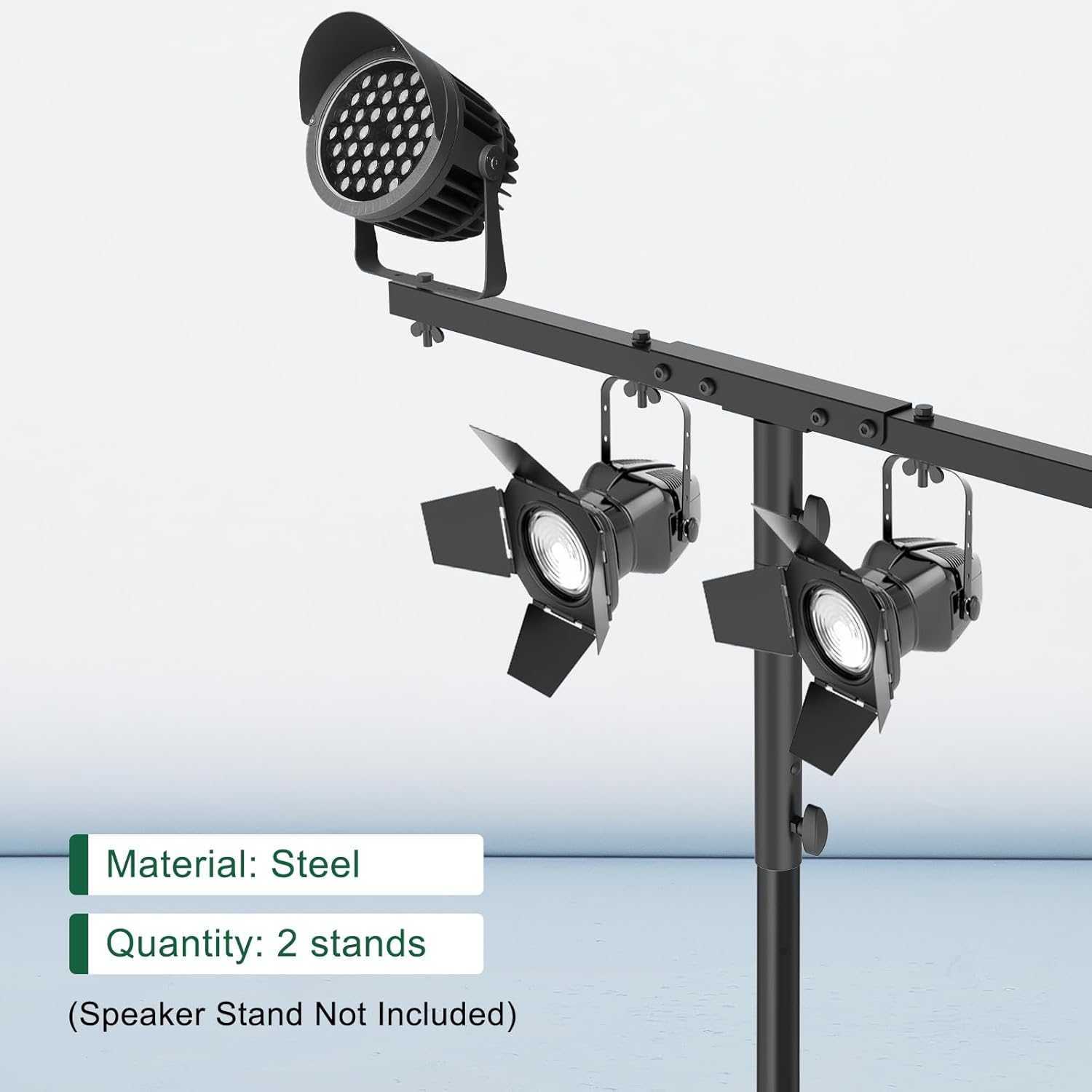 DJ Light Stand T-Bar Extension Cross Bar with 14.5" Extended Pole Mount for Par Light Stage Stand Tripod, Set of 2