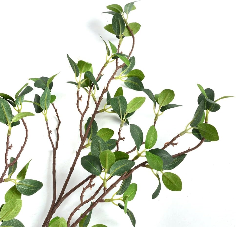 6pcs Faux Stems Artificial Branches for Vase Artificial Stems Artificial Greenery Stems Faux Green Stems Artificial Eucalytus Branches Fake Stems(42"/Each Branch) (6, Green)