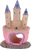 Agatige 2 PCS Castle Aquarium Decoration, Cartoon Pink Fish Tank Castle Decor, 3D Resin Betta Fish Cave Hideouts for Freshwater and Saltwater Fishtanks, 11.5cm/4.5in