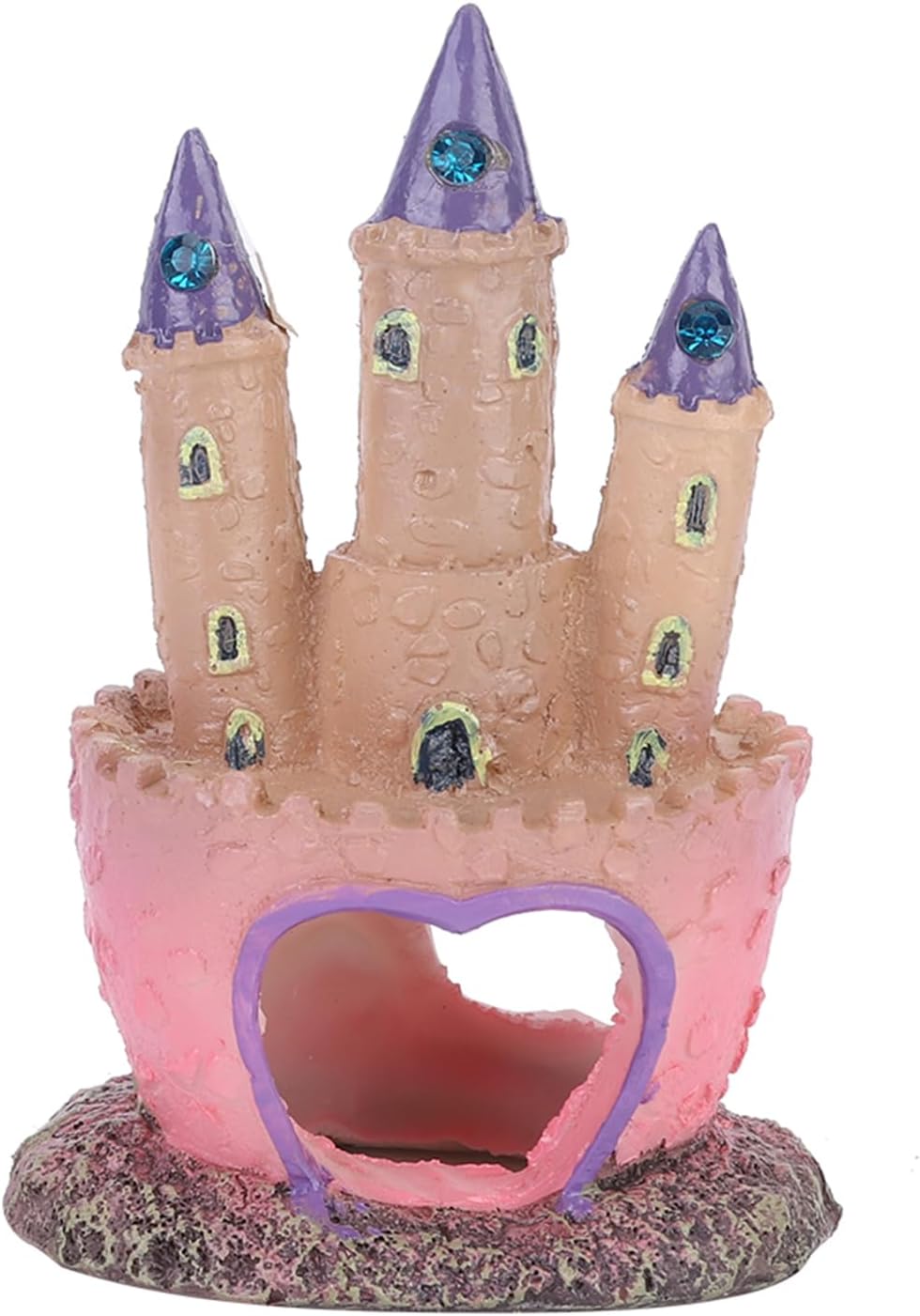 Agatige 2 PCS Castle Aquarium Decoration, Cartoon Pink Fish Tank Castle Decor, 3D Resin Betta Fish Cave Hideouts for Freshwater and Saltwater Fishtanks, 11.5cm/4.5in