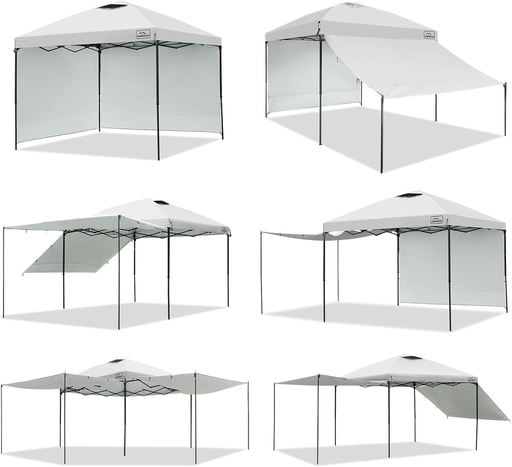 KAMPKEEPER 10x10 Easy Pop Up Canopy Tent with Sidewalls, Instant Outdoor Shade Shelter with Removable 10FT Sun Walls, Quick Setup Waterproof and UV-Resistant for Patio (White, 2 sidewall)