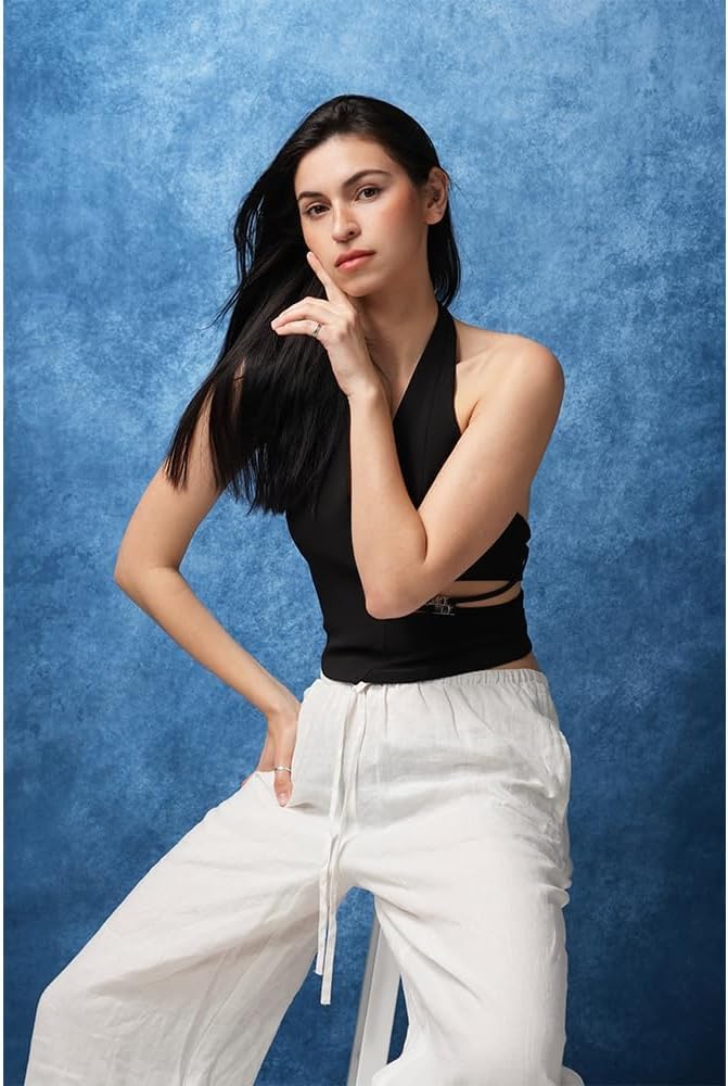 UrcTepics 8×12 ft Blue Fabric Photo Backdrops, Abstract Texture Backdrop for Headshots and Portraits, Photography Background for Studio and Vedio.