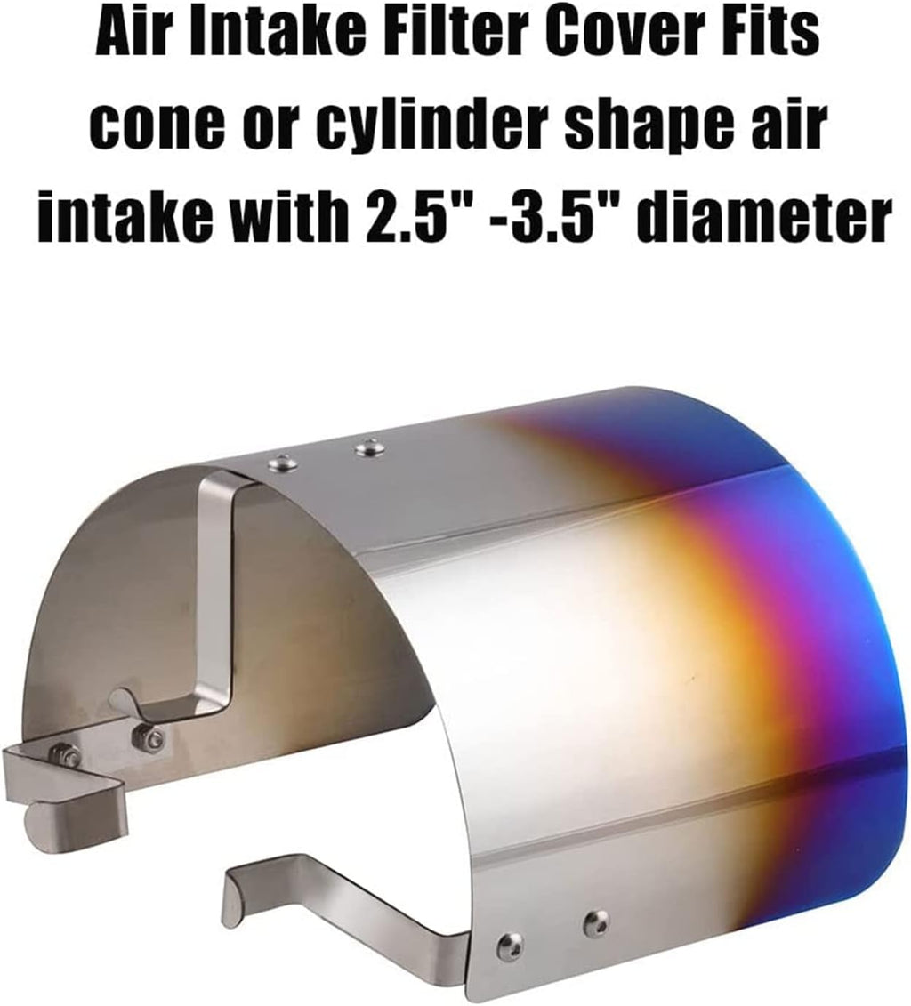 RYANSTAR Universal Air Intake Filter Cover Heat Shield Stainless Steel Cover compatible with 2.5-3.5" Cone Filter