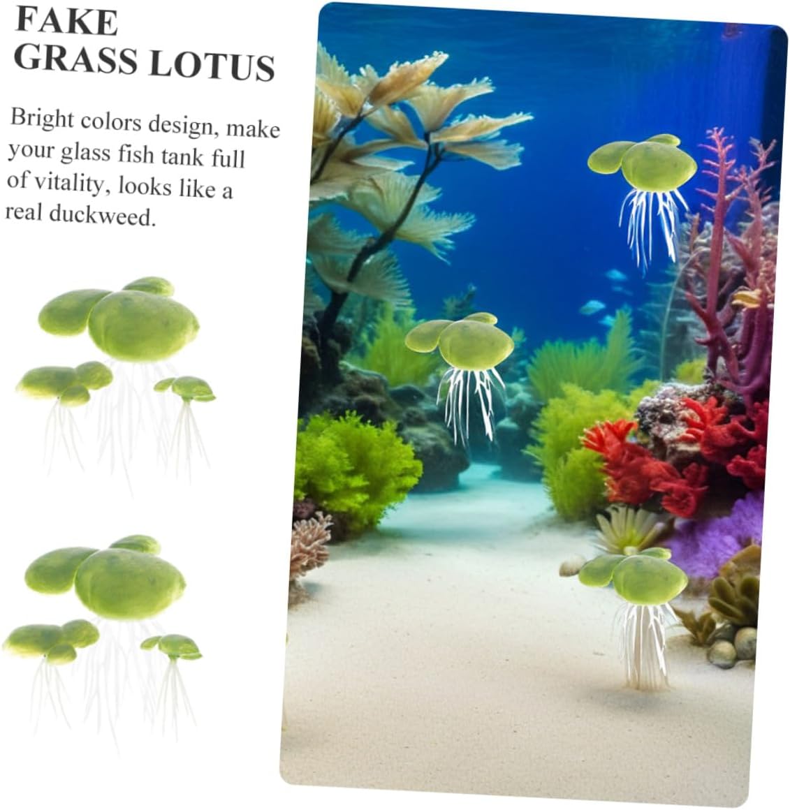 18pcs Artificial Duckweed Aquarium Plant Decor Floating Fish Tank Ornament Lifelike Plastic Water Grass Landscape Decoration for Fish Bowls and Glass Tanks