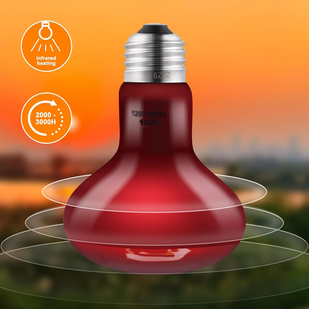 DXOPHIEX 2 Pack 100W Reptile Heat Lamp Bulbs Reptile Heat Bulbs, UVA Basking Bulb and Infrared Light Bulb Combo, Basking Light for Bearded Dragon, Turtles, Snake and Lizard