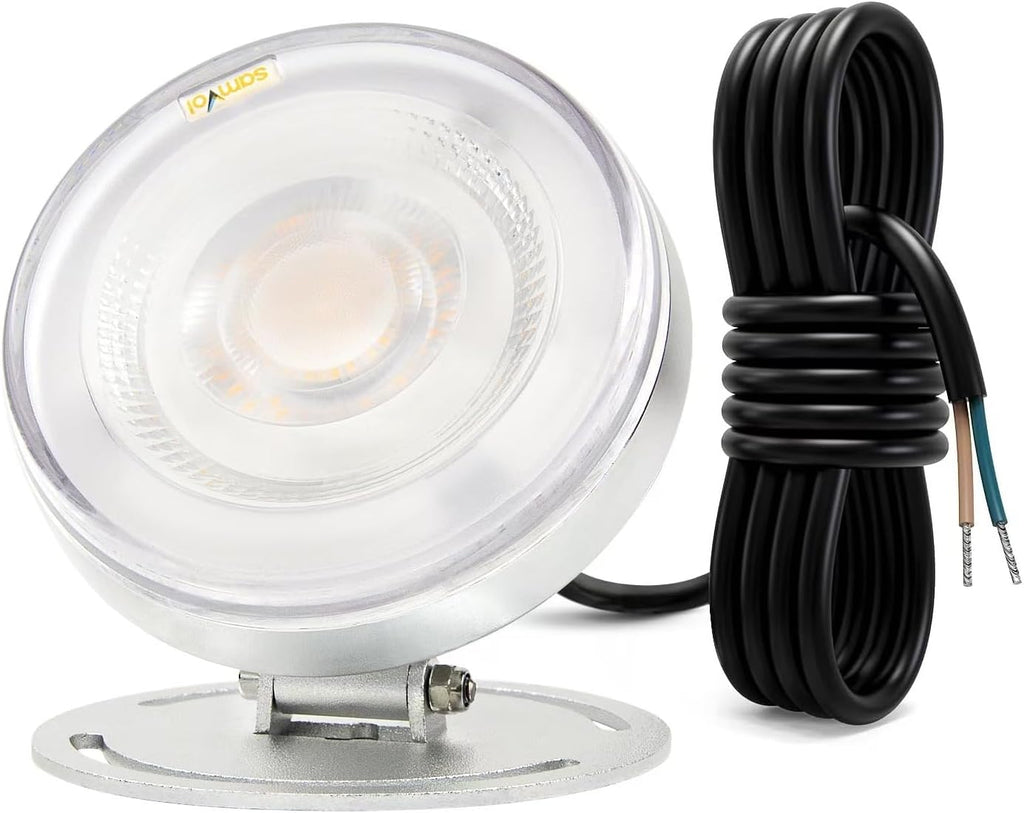 LED Underwater Pond Light, Heavy Duty Aluminum 12V 3000K Warm White IP68 Waterproof Fountain Light, Landscape Lamp for Swimming Pool, Fountain, Waterfall, Pond and Grass Land Decoration (24, Watts)
