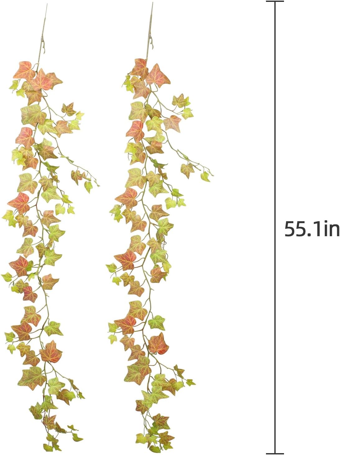 alyptus Artificial Fall Leaves Garland - Lifelike Fake Pumpkin Vines for Outdoors and Bedroom Décor - Greenery Garland with Fake English Ivy and Ivy Vines (Ivy Garland 1#)