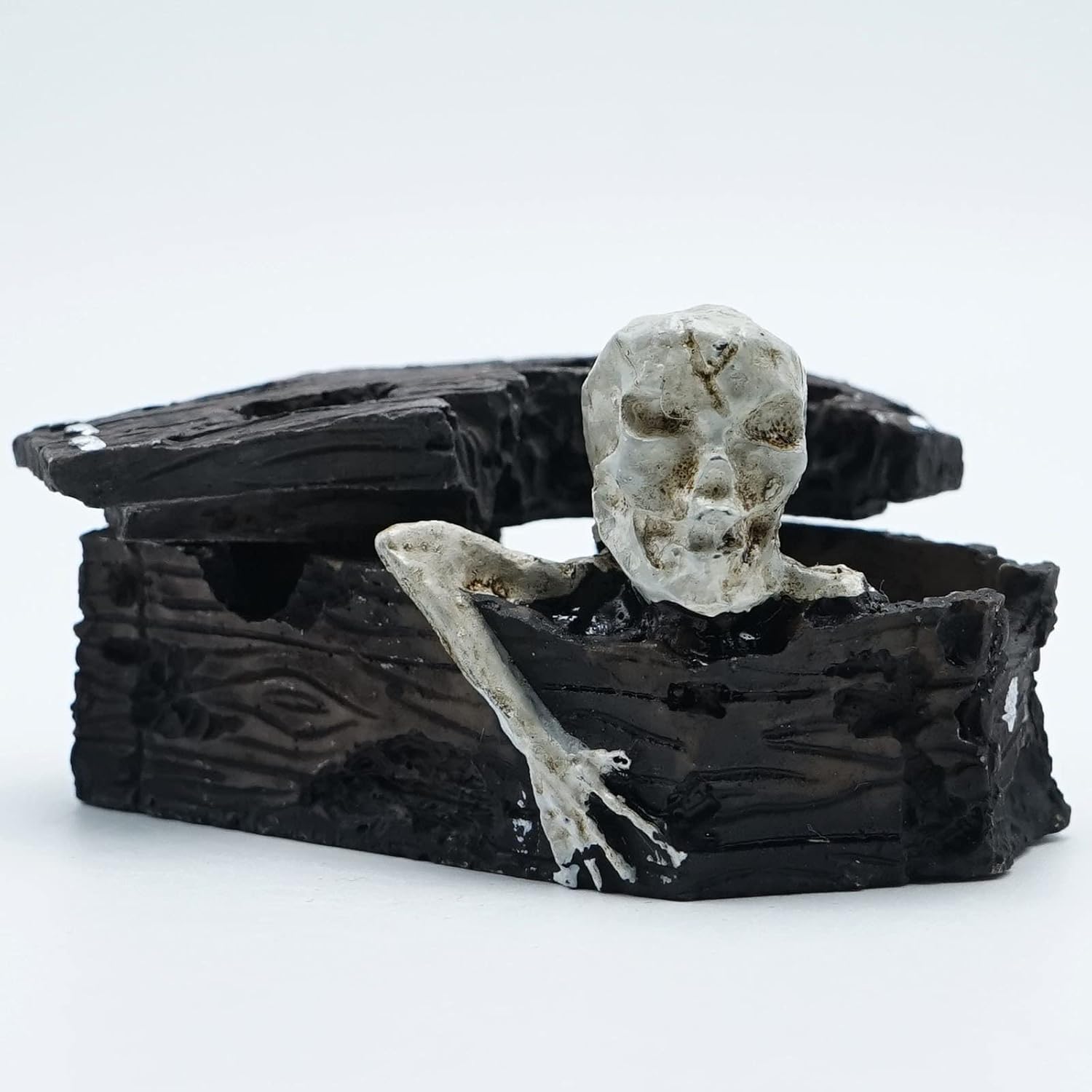 Skull Aquarium Fish Reptile Tank Decoration Resin Cave House Skeleton Small Pet Decorative Landscape Terrarium Ornament Halloween Décor for Snake Lizard Spider Tanks