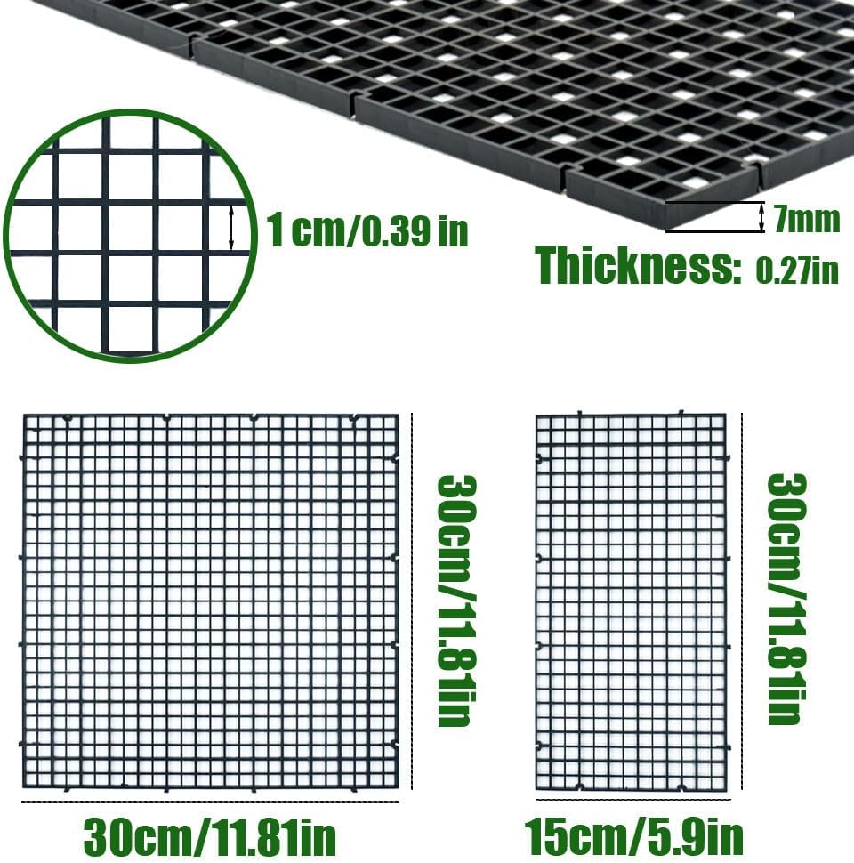 LINLAN 8 Pieces 5.9x11.8in (15X30cm) Aquarium Grid Plastic, Fish Tank Divider, Egg Crate for DIY Filtration and Bottom Protection in Aquascaping (Black-No Accessories)
