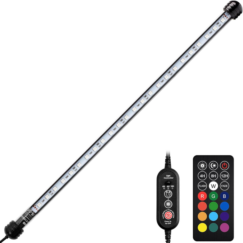 NICREW LED Aquarium Light, 19 Inches Submersible Fish Tank Light, Waterproof Underwater Light with Multicolor Option