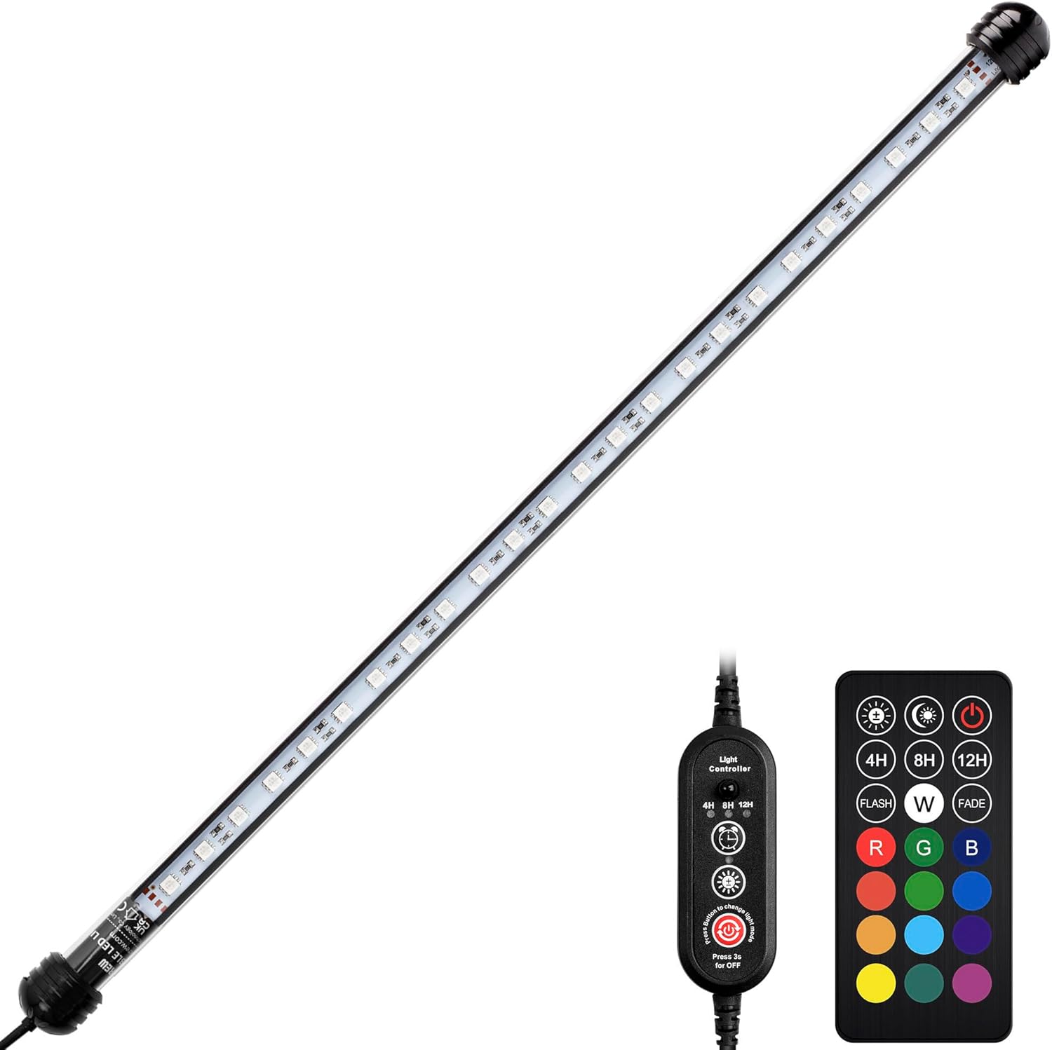 NICREW LED Aquarium Light, 19 Inches Submersible Fish Tank Light, Waterproof Underwater Light with Multicolor Option