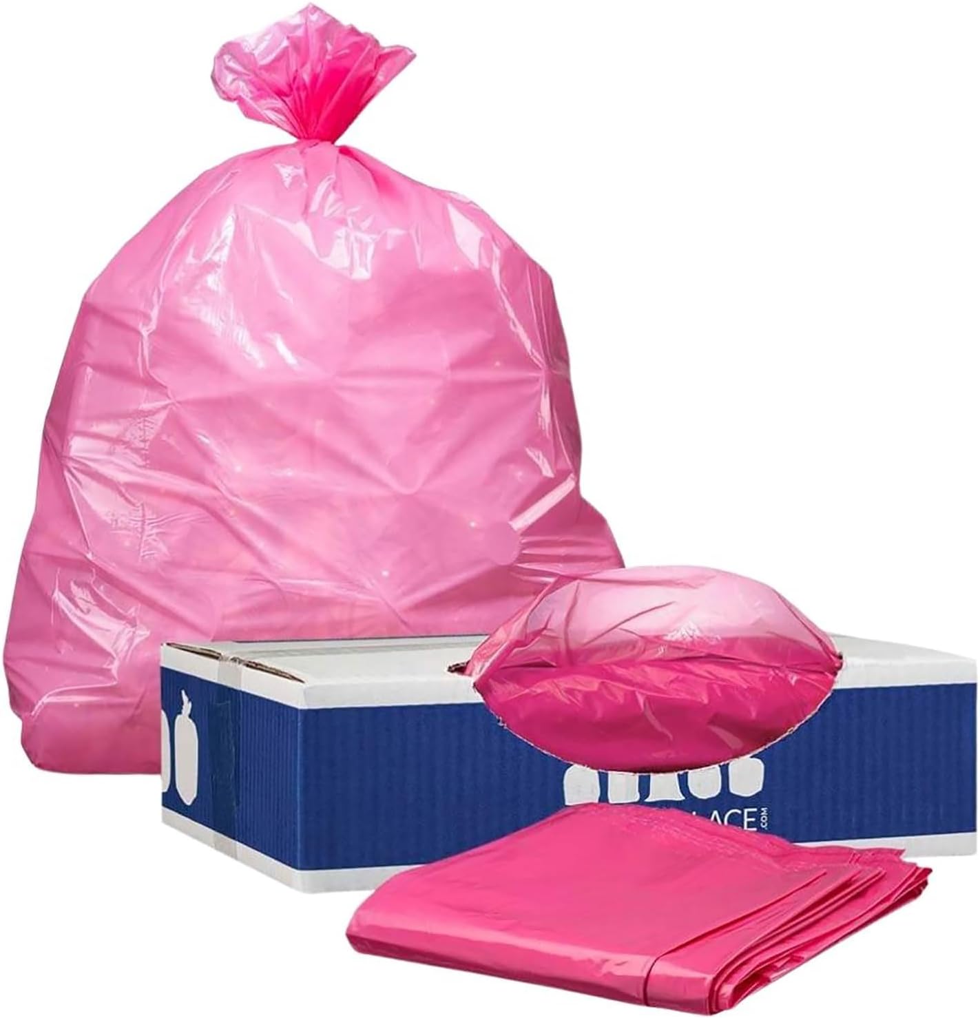 Plasticplace 32-33 Gallon Trash Bags │ 1.5 Mil │ Pink Garbage Can Liners │ 33’” x 39” (100 Count)
