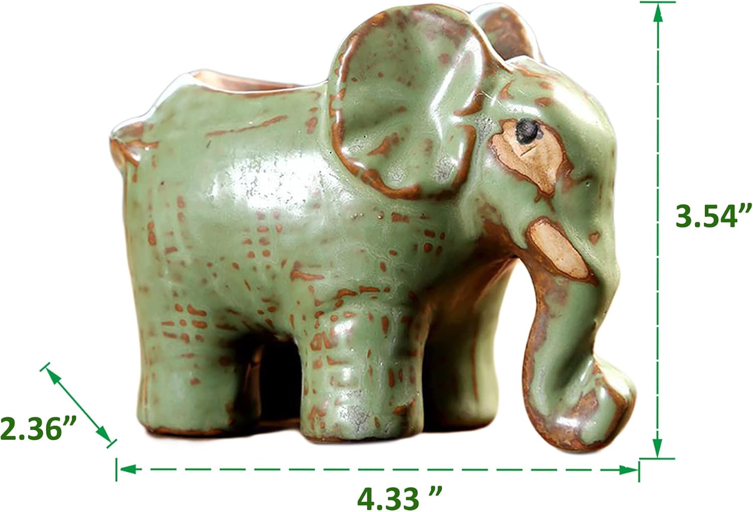 DIYOMR Small Ceramic Planter Pot, 4.3" Vintage Bronze Animal Planters Ceramic Flowerpot Succulent Pots Cactus Pot for Office Home Desktop Decor - Plants Not Included (Elephant Pot)