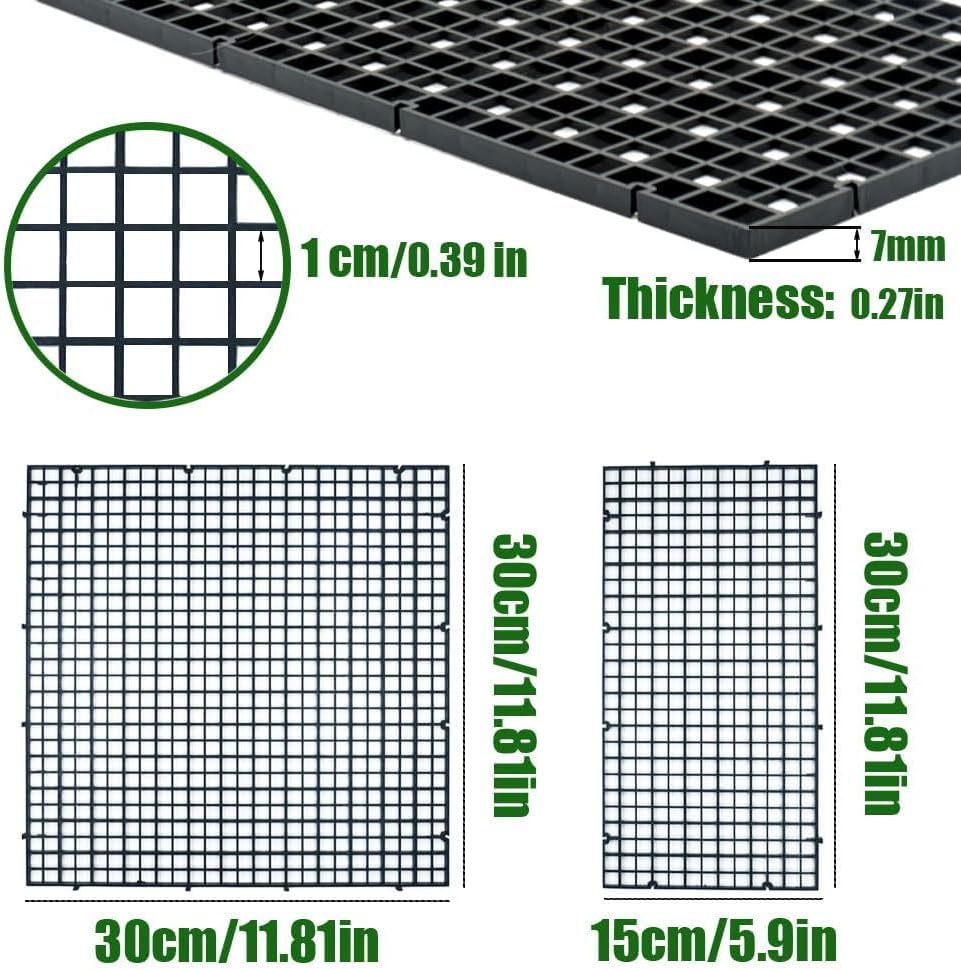 LINLAN 12 Pieces 11.8x11.8in (30X30cm) Aquarium Grid Plastic, Fish Tank Divider, Egg Crate for DIY Filtration and Bottom Protection in Aquascaping (White-No Accessories)